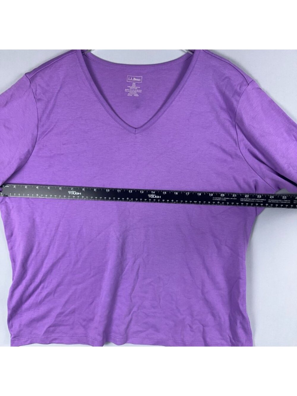 L.L. Bean T-Shirt Size 2X Purple V-Neck 100% Supima Cotton Short Sleeves - Picture 9 of 12
